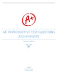 ATI REPRODUCTIVE TEST QUESTIONS  AND ANSWERS