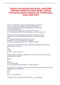 Sterile Processing Final Exam, IAHCSMM CENTRAL SUPPLY STUDY GUIDE, Sterile Processing Study Material for Certification Exam Q&A 2023