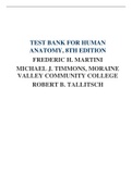 TEST BANK FOR HUMAN ANATOMY, 8TH EDITION FREDERIC H. MARTINI MICHAEL J. TIMMONS, ROBERT B. TALLITSCH - All Chapters | 2023