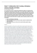 NR 532 Week 7 Collaboration Caf&eacute;&semi; Creating a Workplace Culture of Quality and Safety