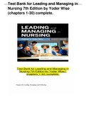 Test Bank For Leading and Managing in Nursing, 7th $ 8th Edition by Patricia S. Yoder-Wise, Susan Sportsman Chapter 1-30