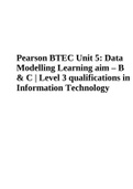 Pearson BTEC Unit 5: Data Modelling Learning aim – B & C | Level 3 qualifications in Information Technology
