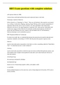 RBT Exam questions with complete solutions