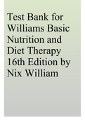Test Bank For Basic Nutrition Diet Therapy 16th edition