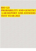 BIO 123 PROBABILITY AND GENETICS LAB REPORT AND ANSWERS TEST YEAR 2023