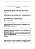 Canadian Securities &lpar;CSC&rpar; Test &num;1 With Questions And Answers