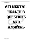 ATI MENTAL HEALTH B QUESTIONS AND 100% CORRECT ANSWERS