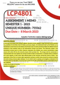LCP4801 ASSIGNMENT 1 MEMO - SEMESTER 1 - 2023 - UNISA ( DETAILED MEMO WITH FOOTNOTES/BIBLIOGRAPHY) GUARANTEED DISTINCTION! 