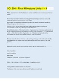 SCI 200 - Final Milestone Units 1 - 4 &vert; with 100&percnt; Correct Answers &vert; Updated & Verified