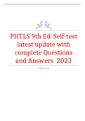 PHTLS 9th Ed&period; Self-test latest update with complete Questions and Answers  2023