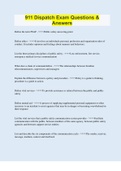 911 Dispatch Exam Questions & Answers &vert; 130 Questions with 100&percnt; Correct Answers &vert; Updated & Verified