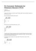 Pre-Assessment&colon; Mathematics for Elementary Educators I PGXC  EXAM QUESTIONS AND ANSWERS 2022&sol;2023