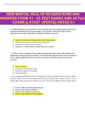 HESI MENTAL HEALTH RN QUESTIONS AND ANSWERS FROM V1 - V3 TEST BANKS AND ACTUAL EXAMS &lbrace;LATEST UPDATE&rcub; RATED A&plus;