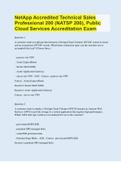 NetApp Accredited Technical Sales Professional 200 (NATSP 200), Public Cloud Services Accreditation Exam | 200 Questions with 100% Correct Answers | Updated & Verified | 94 Pages