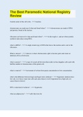 The Best Paramedic National Registry Review &vert; 375 Questions with 100&percnt; Correct Answers &vert; Updated & Verified &vert; 37 Pages