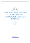 TEST BANK FOR NURSING LEADERSHIP AND MANAGEMENT (LATEST UPDATE) RANKED A+