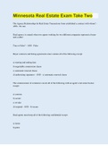 Minnesota Real Estate Exam Take Two &vert; 30 Questions with 100&percnt; Correct Answers &vert; Updated & Verified