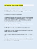 HIPAA&sol;PA Refresher TEST &vert; 40 Questions with 100&percnt; Correct Answers &vert; Updated & Verified