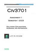 CIV3701 - ASSIGNMENT 1 SOLUTIONS (SEMESTER 01 - 2023)