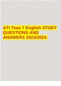 ATI Teas 7 English STUDY QUESTIONS AND ANSWERS 2023/2024