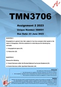 TMN3706 Assignment 2 (ANSWERS) 2023 (588691)
