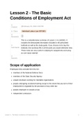 Lesson 2 - The Basic Conditions of Employment Act LLW2601