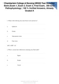 Chamberlain College of Nursing NR283 Test Question Bank &lpar;Exam 1&comma; Exam 2&comma; Exam 3&comma; Final Exam&comma;&Tab;300 Q&sol;A&rpar;&colon; Pathophysiology &vert; 100 &percnt; Verified Answers&comma; Already Graded A