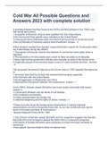 Cold War All Possible Questions and Answers 2023 with complete solution