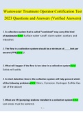 Wastewater Treatment Operator Certification Test 2023 Questions and Answers (Verified Answers)