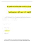 2022 Hesi Maternity OB Exam Version 2 Test Questions & Answers &lpar;A&plus; grade&rpar;