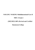 NUR 2392 / NUR2392: Multidimensional Care II MDC 2 Exam 2 (2022/2023) 100% Revised and Certified Rasmussen College.