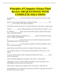 Principles of Computer Science Final Review| 100 QUESTIONS| WITH COMPLETE SOLUTIONS