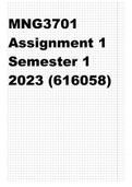 MNG3701 Assignment 1 Semester 1 2023 (616058)