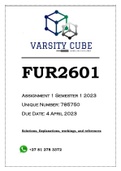 FUR2601 Assignment 1 (QUIZ) Semester 1 2023 (785750)