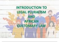 INTRODUCTION TO LEGAL PLURALISM AND AFRICAN CUSTOMARY LAW