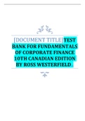 TEST BANK FOR FUNDAMENTALS OF CORPORATE FINANCE 10TH CANADIAN EDITION BY ROSS WESTERFIELD