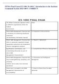FEMA Final Exam ICS 100: IS-100.C: Introduction to the Incident Command System 2023/2024 100% CORRECT ANSWERS 