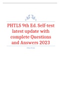 PHTLS 9th Ed&period; Self-test latest update with complete Questions and Answers  2023