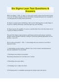 Six Sigma Lean Test Questions & Answers &vert; 100 Questions with 100&percnt; Correct Answers &vert; Updated & Verified &vert; 22 Pages