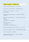 Higher English - RUAE Quiz &vert; 50 Questions with 100&percnt; Correct Answers &vert; Updated & Verified
