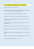 Tom Sawyer Questions & Answers &vert; 130 Questions with 100&percnt; Correct Answers &vert; Updated & Verified