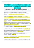 WGU C963 American Politics and the US  Constitution - C963 WGU with more than  500 Terms Question Bank &lpar;Test Bank&rpar; Grade A&plus;
