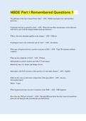NBDE Part I Remembered Questions 1 &vert; 270 Questions with 100&percnt; Correct Answers &vert; Updated & Verified &vert; 25 Pages