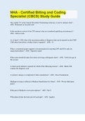 NHA - Certified Billing and Coding Specialist &lpar;CBCS&rpar; Study Guide &vert; 150 Questions with 100&percnt; Correct Answers &vert; Updated & Verified