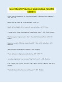 Quiz Bowl Practice Questions &lpar;Middle School&rpar; &vert; 30 Questions with 100&percnt; Correct Answers &vert; Updated & Verified