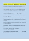 Maine Permit Test Questions & Answers &vert;with 100&percnt; Correct Answers &vert; Verified