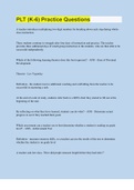 PLT &lpar;K-6&rpar; Practice Questions &vert; 80 Questions with 100&percnt; Correct Answers &vert; Verified