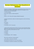 Kansas Salesperson Test Questions & Answers &vert; 80 Questions with 100&percnt; Correct Answers &vert; Verified &vert; 19 Pages