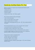 Relativity Certified Sales Pro Test &vert; 70 Questions with 100&percnt; Correct Answers &vert; Verified &vert; 17 Pages