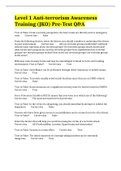 Level 1 Anti-terrorism Awareness Training &lpar;JKO&rpar; Pre-Test Q&A